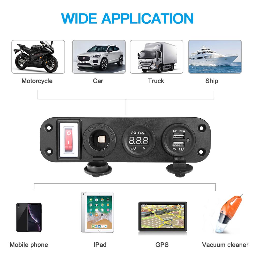 12 В/24 В двойной USB зарядное устройство розетка адаптер разветвитель автомобиль грузовик лодка водонепроницаемый электронное зарядное устройство
