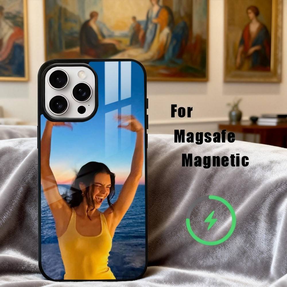 Красивый чехол для телефона модели K-Kendall J-Jenner для iPhone17,16,15,14,13,12,11 Plus,Pro Max Магнитный для беспроводной зарядки Magsafe