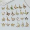 Gold-Plated Copper Butterfly Pendant with Zirconia for DIY Jewelry