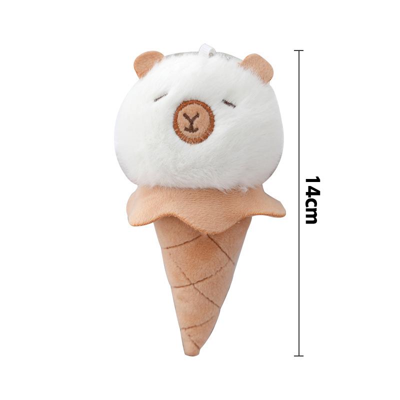 Funny Ice Cream Shape Capybara Plush Toys Keychain Cute Plush Doll Pendant Backpack Decoration Accessories Car Keyring Kids Gift
