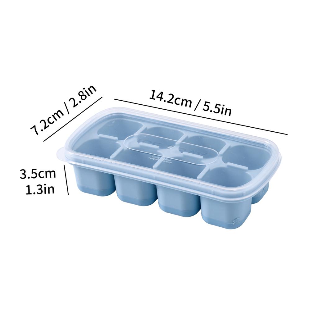 Ice Cube Tray With Lid Refrigerator Silicone Ice Mold Reusable 8 Grids Ice Cube Maker Kitchen Accessories Ice Cube Box