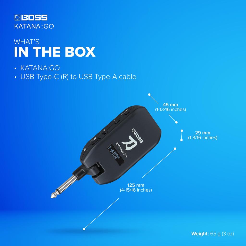 BOSS Personal Headphone Amplifier for Guitar Bass Katana Sound Advanced Spatial Technology Edit Tone and Stream Backing Music via Bluetooth KATANAGO