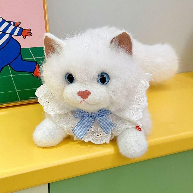 Мягкая Говорящая Плюшевая Игрушка Кошка Симуляция Куклы-Тряпичной Куклы с Слюнявчиком Очаровательная Мягконабивная Игрушка для Стола Спальни
