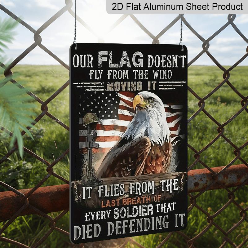 2D Flat Veterans Day, American Soldier Eagle Print Metal Sign, 8"x12" House Sign, Front Door Sign, Porch Sign Aluminium Wall Decor for Home Bedroom