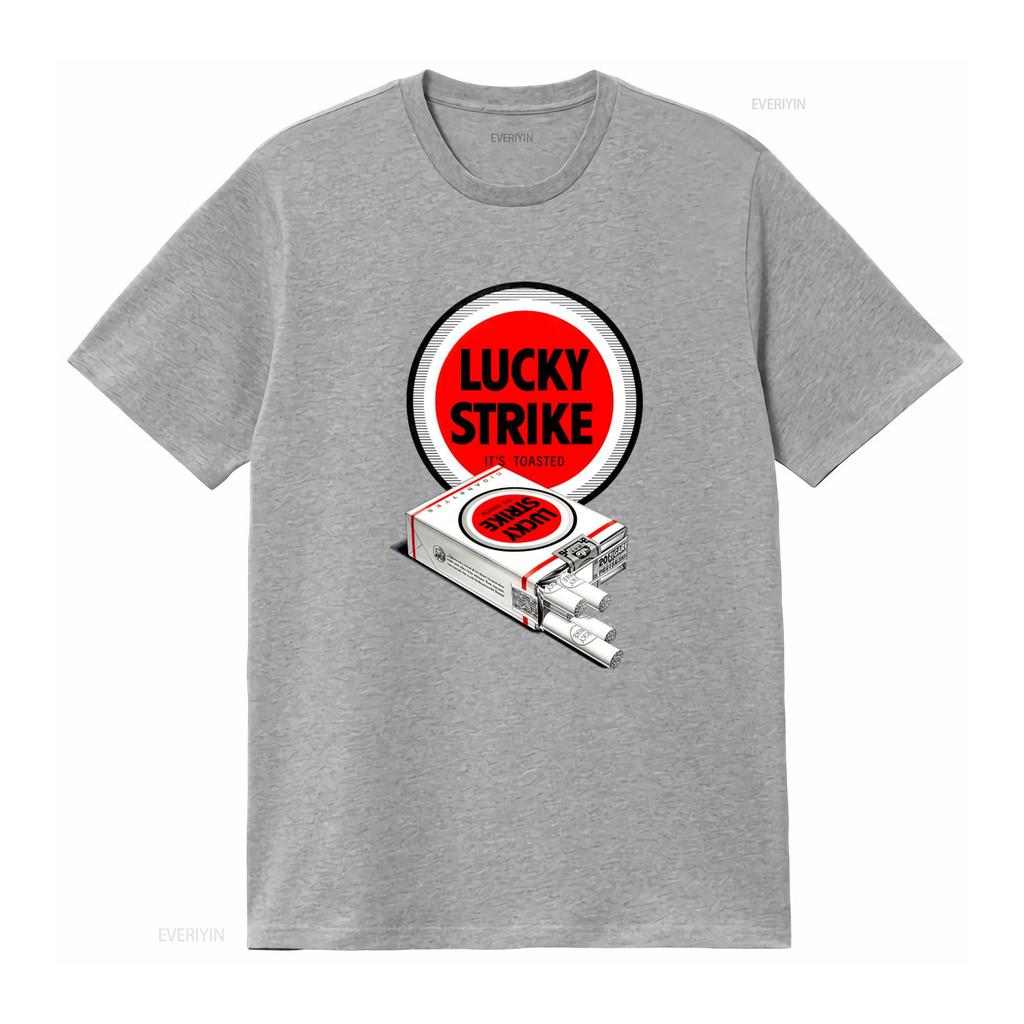 Футболка Lucky Strike в ретро-стиле с винтажным принтом Модная винтажная стирка Графическая Мягкая Повседневная Унисекс Удобная