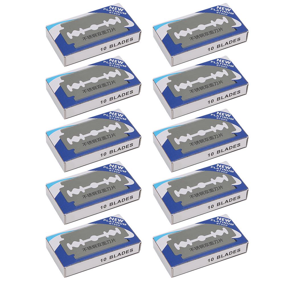 100 лезвий из нержавеющей стали, лезвие для бритвы с двойным лезвием, безопасный инструмент для бритья бороды для мужчин