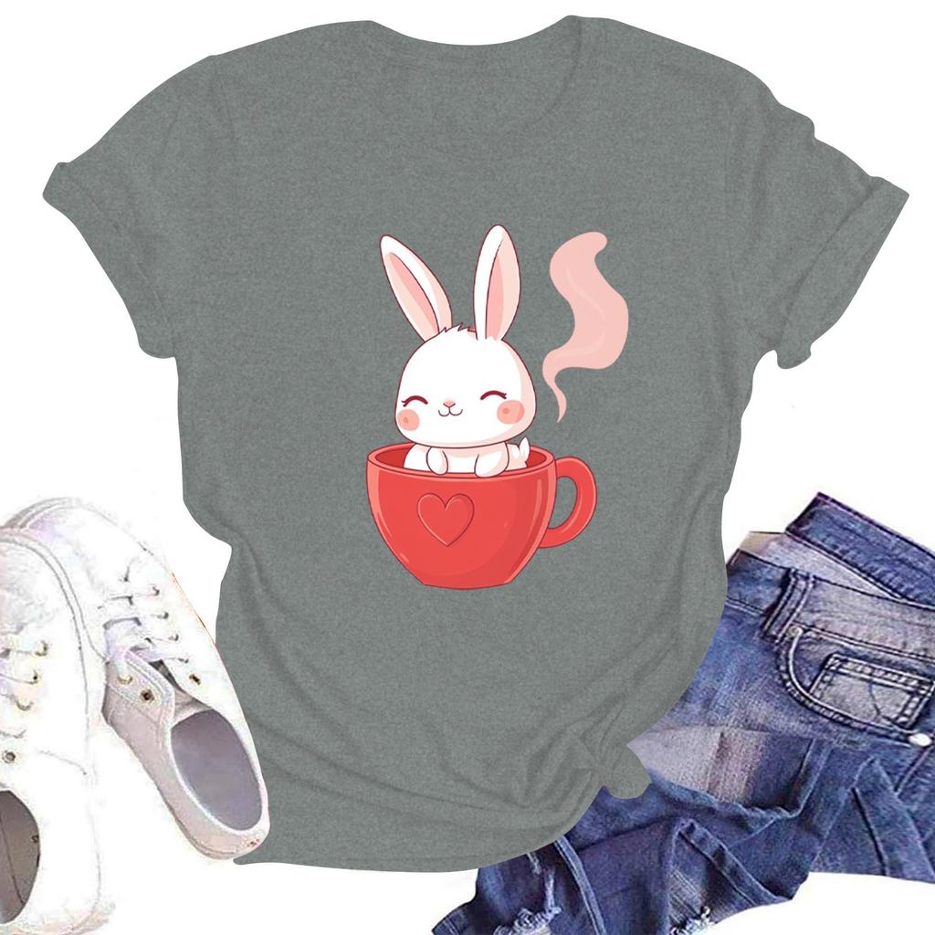 Женская повседневная футболка с круглым вырезом и короткими рукавами с принтом