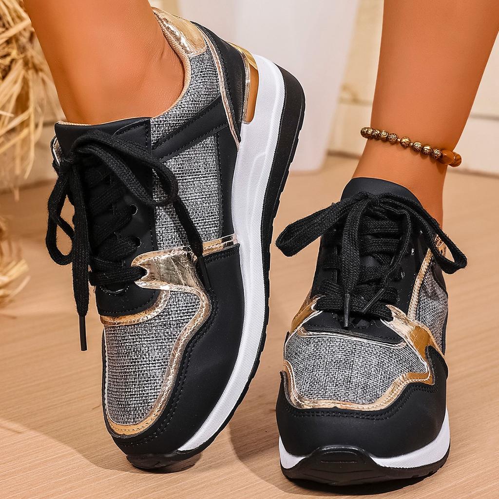 Fashion Casual Sport Lightweight Shoes Ladies Outdoor Running Comfortable Shoes 2025 Women Sneakers Platform Shoes Leather Patchwork