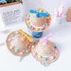Mini Pet Cat Dogs Summer Straw Hat with Bamboo Dragonfly Hawaii Style Hat for Cats Dogs Funny Accessories