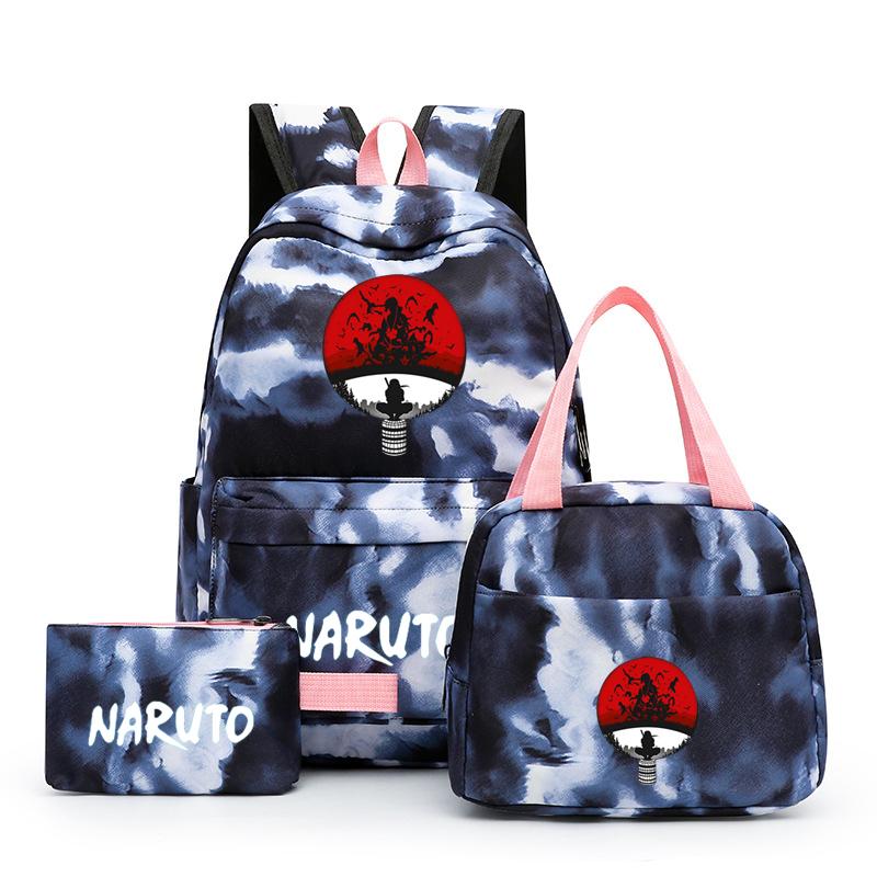 3 шт., школьный рюкзак в стиле аниме для девочек Y2K с сумками для обеда, школьный рюкзак, комплект холщовых сумок, детская сумка-ручка