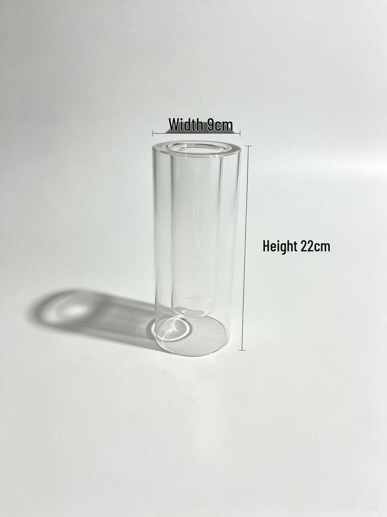 Nordic Minimalist Transparent Sandblasted Double-Layer Glass Vase for Fresh Flowers and Green Plants