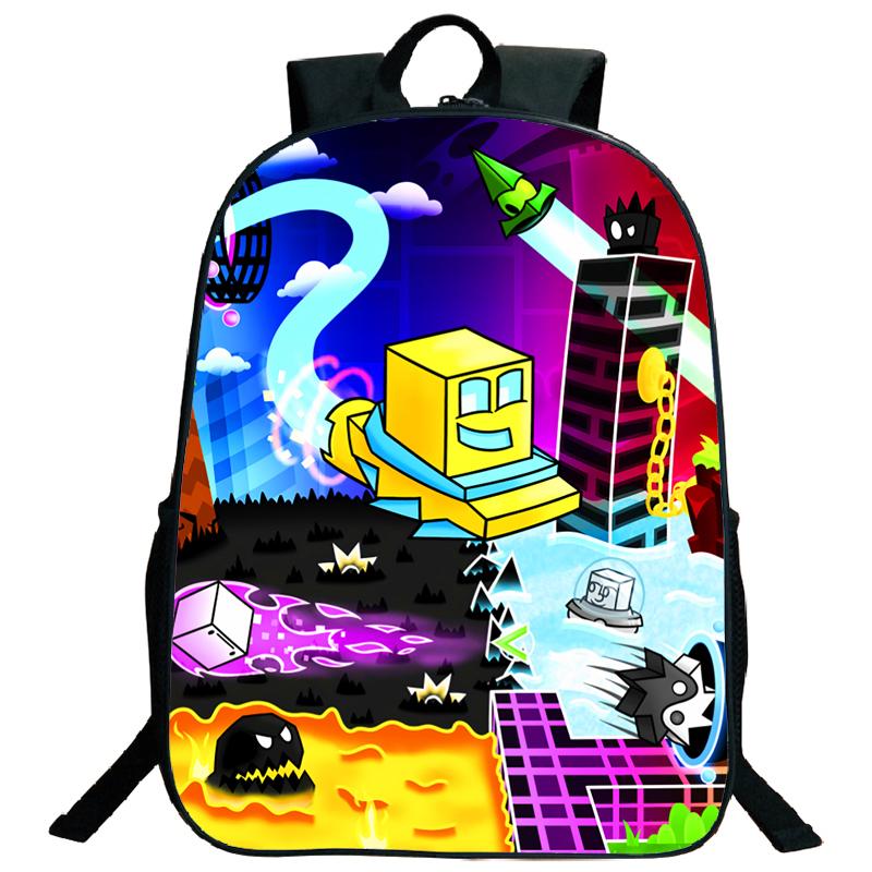 Angry Geometry Dash Backpacks for Middle and High School Students, Large Capacity Leisure Backpacks, Holiday Gifts