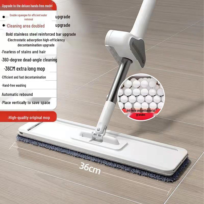 Hand-Free Flat Mop for Wooden and Tile Floors