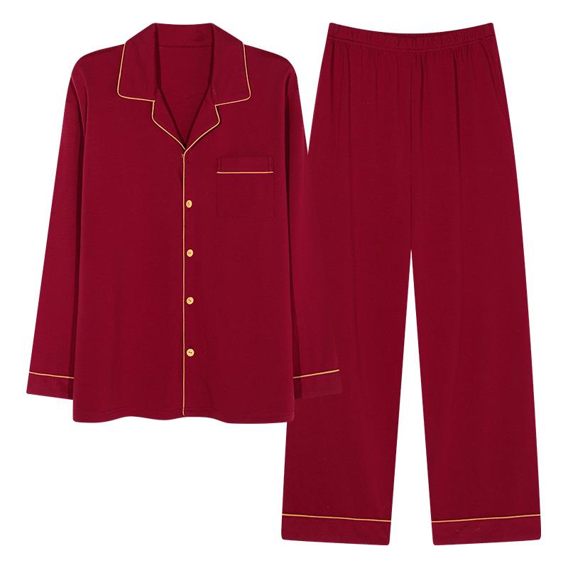 Красный комплект пижамы для молодоженов: Мужская и женская хлопковая длинная одежда для дома в свадебном стиле для весны и осени