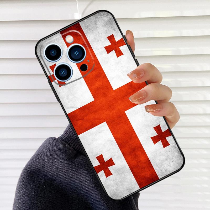 Чехол для телефона с флагом Грузии для iPhone 17 16 15 13 11 12 14 Pro Max mini 15 16 Plus 16e 17 Air Cover Fundas