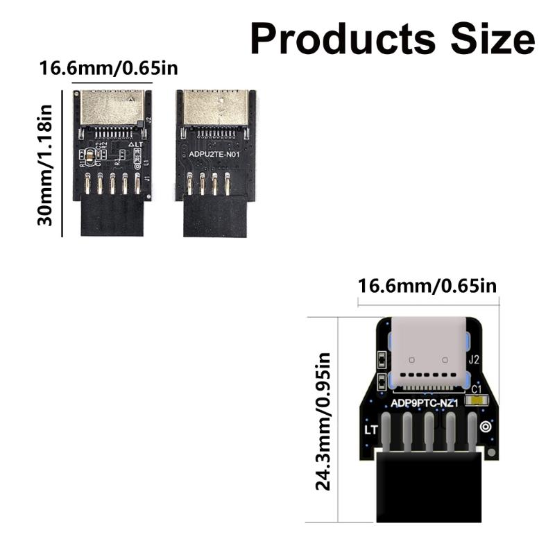 Адаптер-коннектор USB 2.0 9 Pin на USB C для внутреннего USB 2.0 9-контактного разъема материнской платы ПК для настольного компьютера