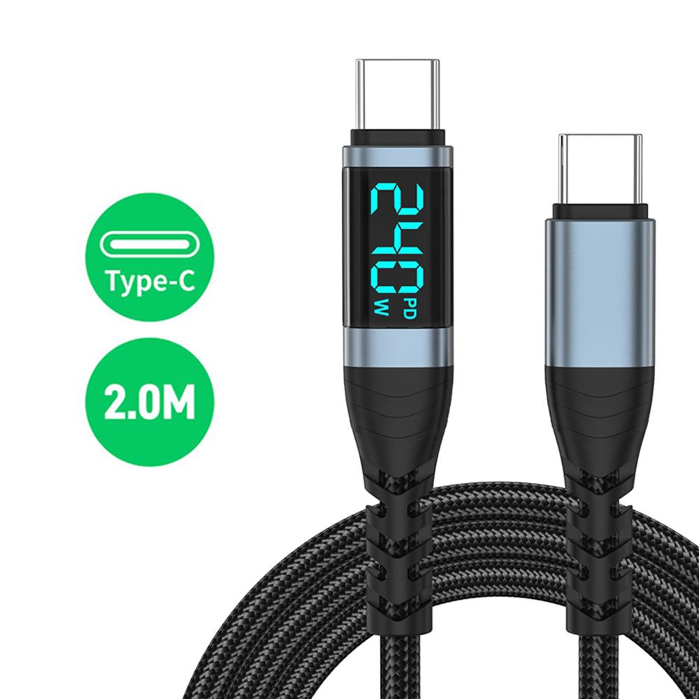 Кабель USB-C на USB-C Super Charge 240 Вт с цифровым дисплеем, 0,5 м - 2 м, кабель данных USB-C для 15 16 Samsung s24 s23 Huawei