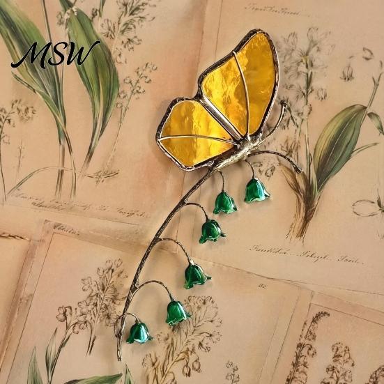 Iridescent Dragonfly Garden Decor Dragonfly/Butterfly/Ladybug/Bee/Snail Stake, Lily of The Valley Metal Yard Art for Weather Resistant Stakes