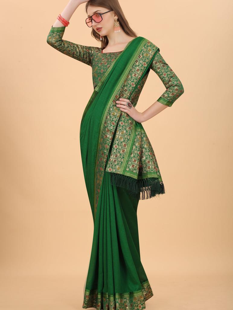 Индийское традиционное сари из жаккардового плетения