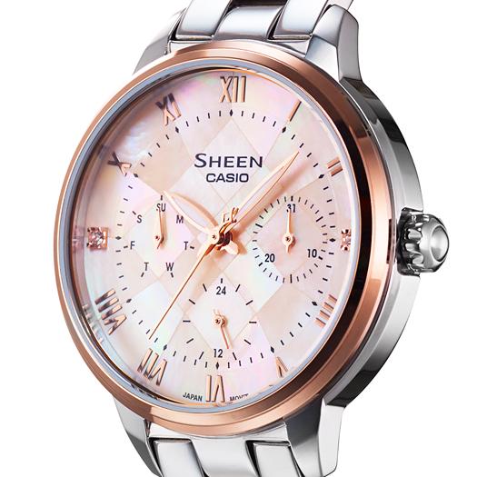 Casio Мужские аналоговые кварцевые часы из нержавеющей стали SHE-3055SPG-4A, водостойкость 50 м