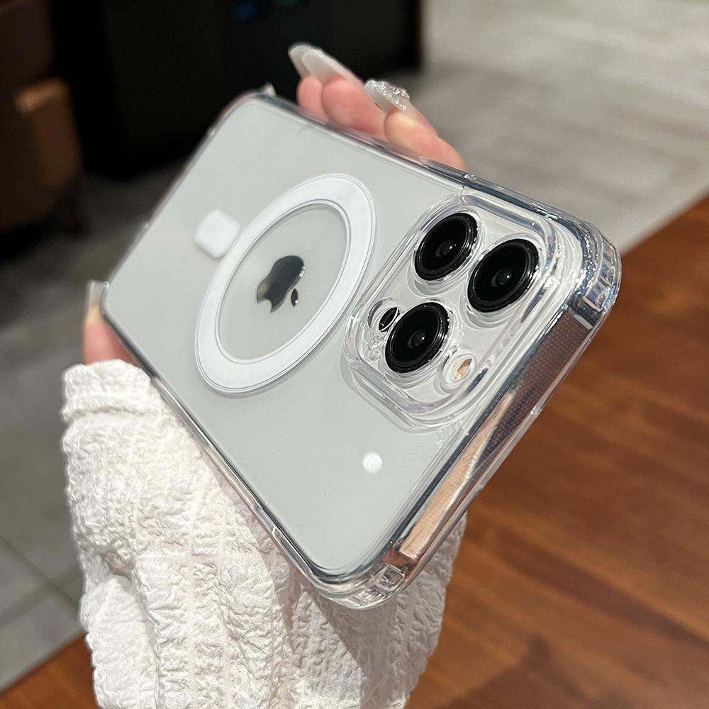 Original For Magsafe Wireless Charge Magnetic Animation Case for iPhone 16 15 14 13 12 11 Pro Max X XS XR Shockproof Clear Cover