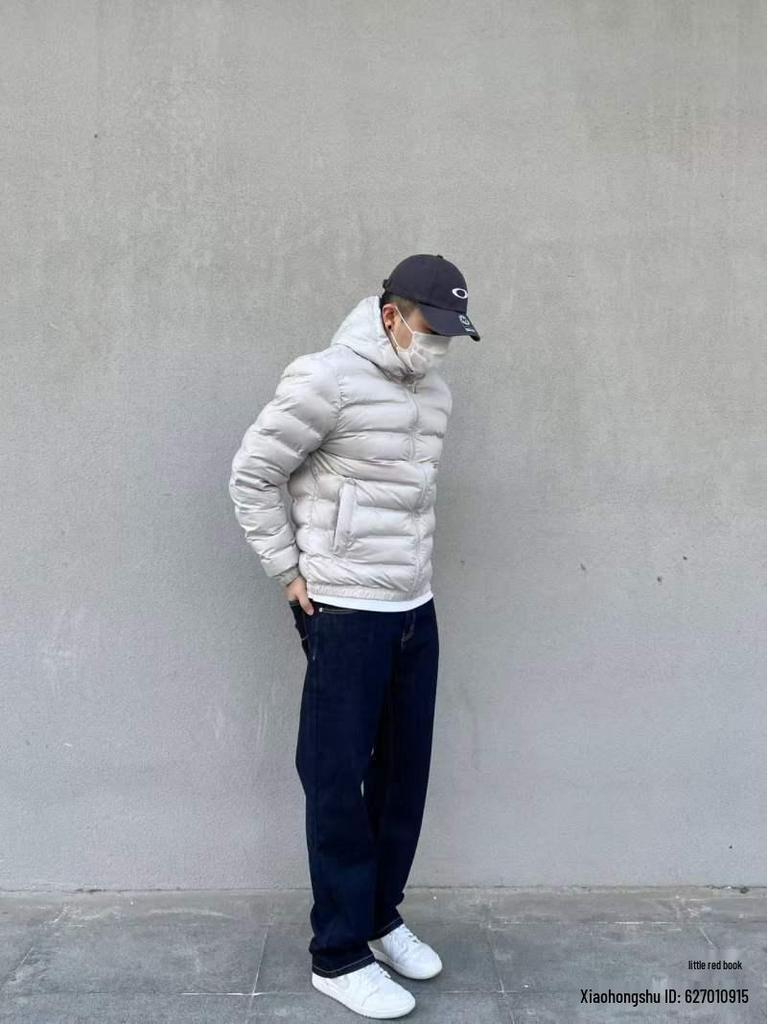 Модная мужская легкая белая куртка с капюшоном на утином пуху 2025: Универсальная, теплая, повседневная зимняя одежда
