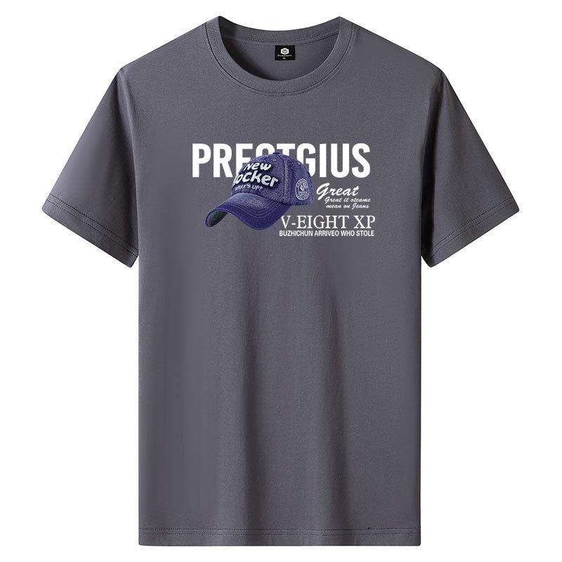 GMXIA Футболка с коротким рукавом из хлопка, мужская модная свободная рубашка с коротким рукавом, с принтом