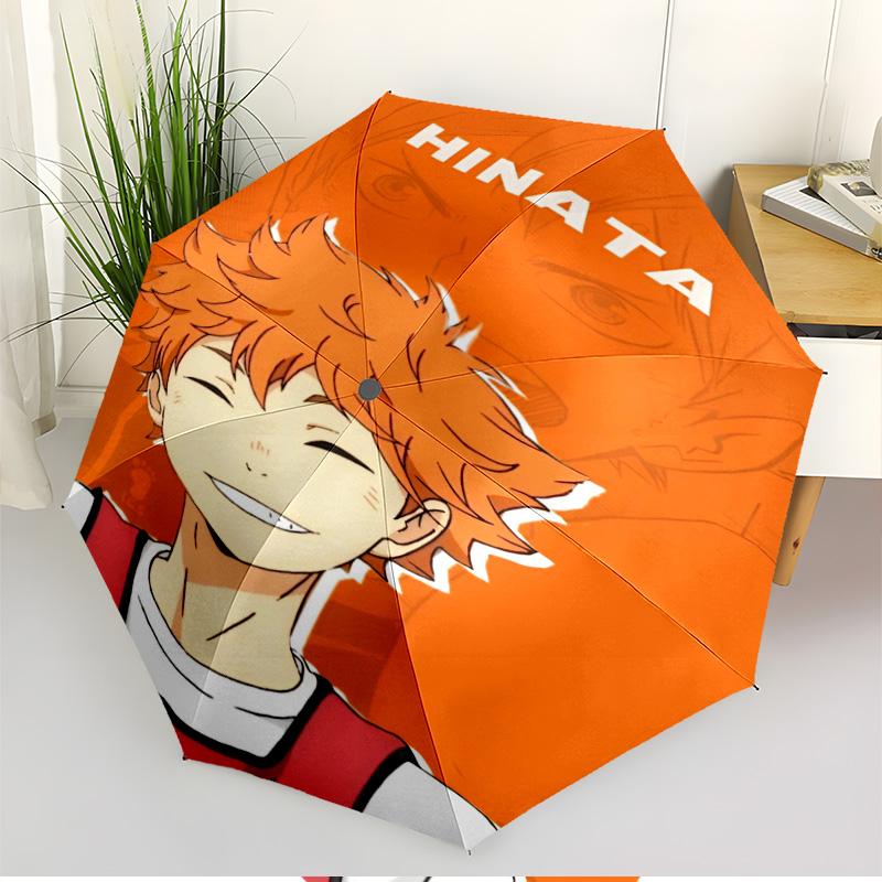 Автоматический складной зонт с принтом Haikyu, портативный, для улицы, поездок на работу, походов, идеальный подарок на день рождения