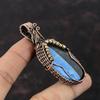 Подвеска Owyhee Blue Opal, подвеска из медной проволоки, уникальная бижутерия ручной работы, оригинальный кулон из драгоценного камня, подарок для нее, ювелирные изделия из медной проволоки