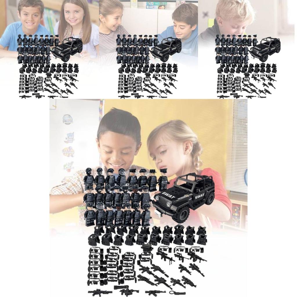 Military Action Figure Police Swat Black Special Forces Building Block Set For Kids
