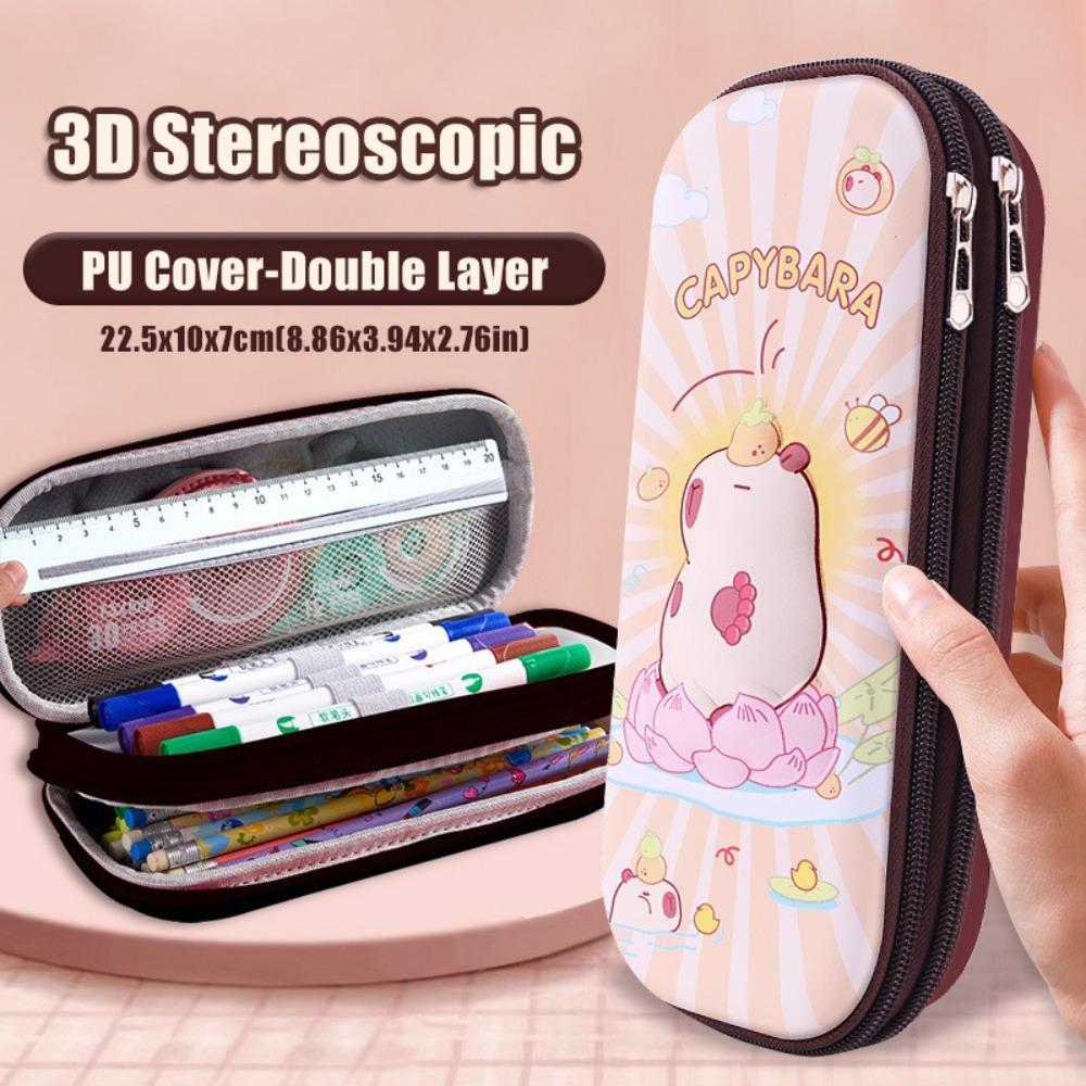 3D Capybara Pen Bag Large Capacity Pen Box Dirt-proof Pencil Case School Office