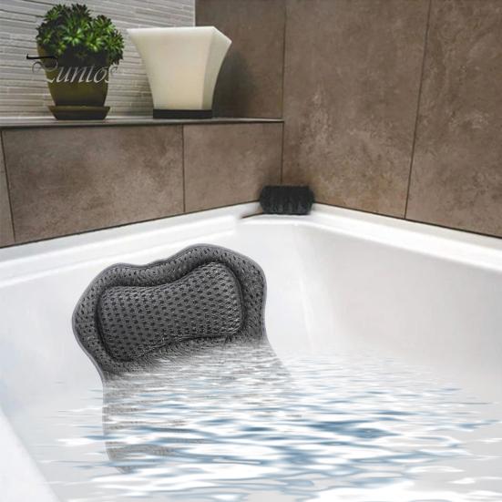 Подушка для ванны с 6 противоскользящими присосками, подголовник для ванны с сетчатой тканью 4D Air Mesh, подушка для поддержки шеи и спины, расслабляющие аксессуары для ванны