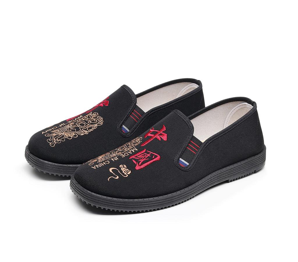 Индивидуализированные вышитые туфли на плоской подошве в китайском стиле, тканевые туфли старого Пекина, мужская обувь, обувь для пожилых, удобные кроссовки для папы, черные на мягкой подошве