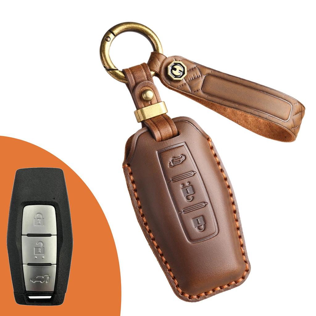 Чехол для ключа из натуральной кожи в стиле ретро для GAC Mitsubishi Outlander