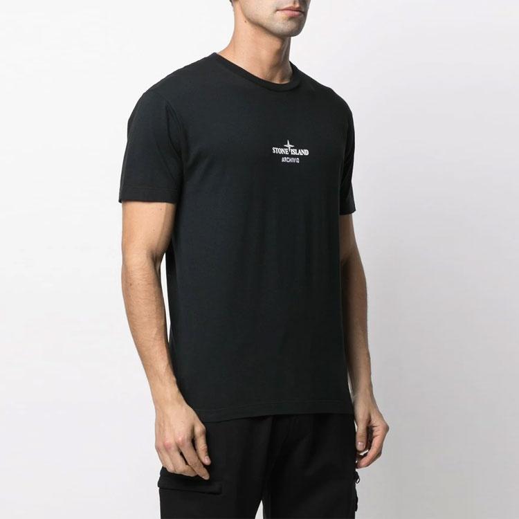 STONE ISLAND Футболка с логотипом 'Черная' Мужская 74152NS91-V0029