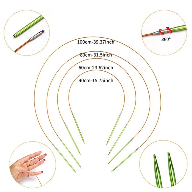 13 пар алюминиевых круговых спиц, сменный набор круговых спиц для вязания свитеров, носков, шапок