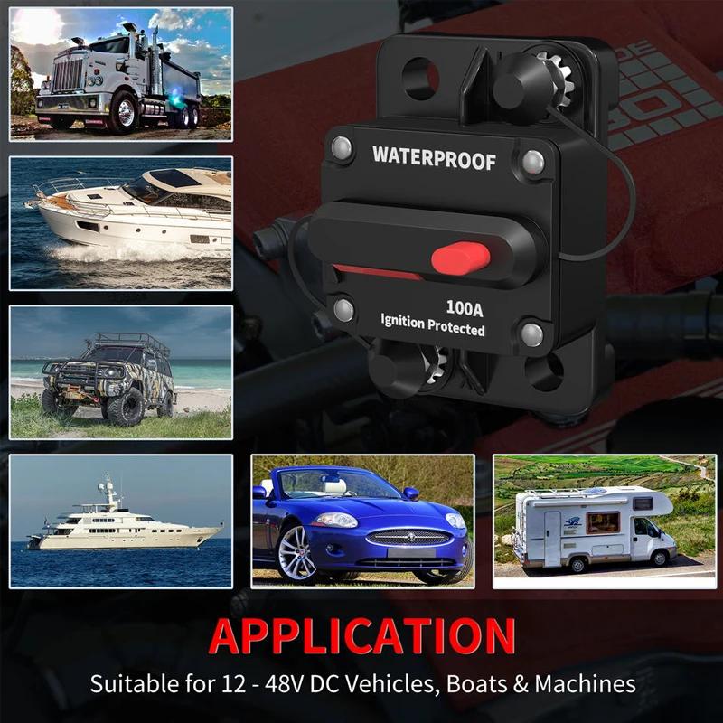 Ручной сброс встроенного предохранителя водонепроницаемый автоматический выключатель 30A 40A 50A 60A 70A 80A 100A 120A 150A 200A 250A 300A AMP для автомобиля автомобиля лодки