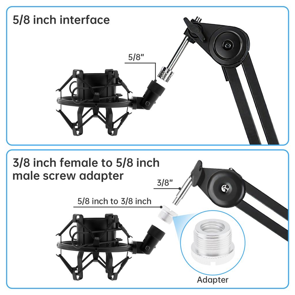Anti Vibration Suspension Microphone Shock Mount Universal 46-50mm Diameter Condenser Mic Includes Screw Adapter Elastic Band Studio Recording