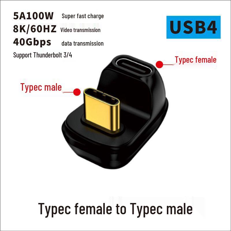 USB-адаптер типа C: Папа-Мама-Папа-Мама, Г-образный Thunderbolt 3 под углом 90° для компьютеров