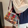 Going Out Small Bag Women's 2025 New Crossbody Pillow Bag Summer Popular Fashion Plaid Cloth Bag Shoulder Bag