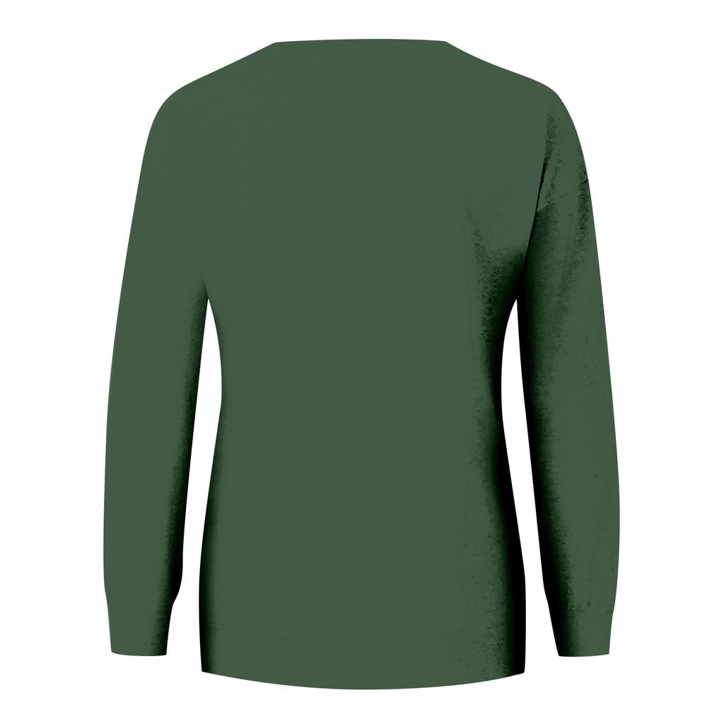 Women's Round Neck Tops Cotton Women's Casual Fashion Long Sleeve O Neck Pullover