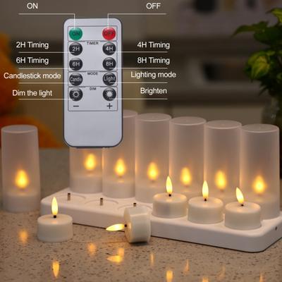 4/6/12 Отверстий Беспламенные Чайные Свечи Перезаряжаемые Мерцающие Светодиодные Свечи Светодиодная Вотивная Свеча С Питанием от Батареек Электрические Свечи