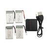 Set of 4 LiPo Batteries 3.7V 600mAh for Drones | Compatible with Syma X5, Cheerson CX-30W, Skytech M68 | Includes Charger, Silver