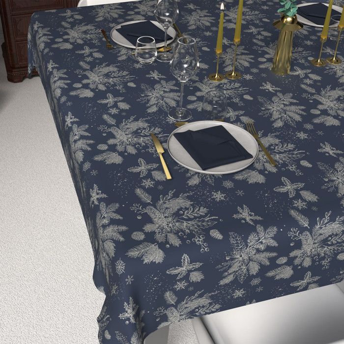 Nappe festive imprimée anti-tâches rectangle 140x300 cm HOUX, par Soleil d'Ocre