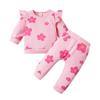 Infant Baby Girls Clothes Set Petal Print Sweatshirt Top and Pants 2pcs Set