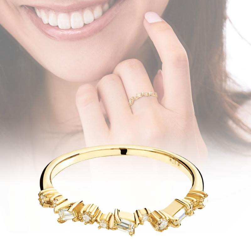 Элегантное геометрическое кольцо с цирконами, покрытое 18-каратным золотом, для женщин. Потрясающее обручальное украшение