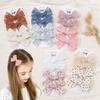 4Pcs New Lace Mesh Bow Hair Clip Hair Ring Hair Clips for Kids Fashion Headdress No Harm To Hair Baby Hair Accessories Gift