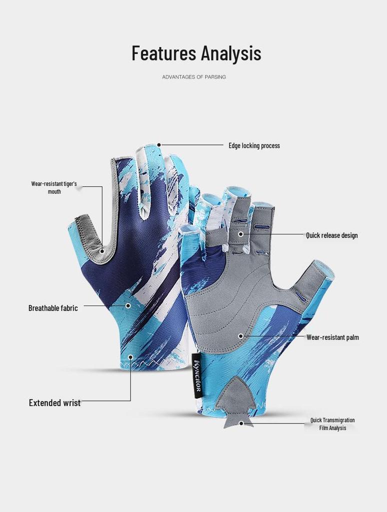 Breathable Anti-Slip Fingerless Gloves for Fishing and Cycling