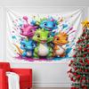 Colorful Cute Dinosaur Splash Art Pattern Wall Hanging Tapestry Decorative Tapestry Home Decor for Bedroom and Living Room