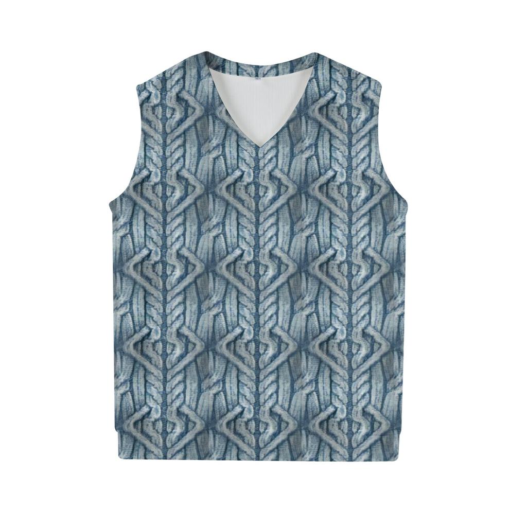 Мужская мода принтованный жилет с V-образным вырезом без рукавов трикотажный пуловер